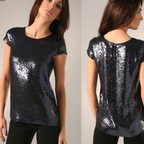 THEORY SUZIANNE SEQUINS BLOUSE P - Picture 1 of 9